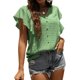 thumbnail image 2 of SAYOO Camisa suelta con botones en la parte delantera para mujer, blusas de trabajo de lunares suizos con cuello en V y mangas con volantes de verano SAYOO  Vida cotidiana, 2 of 5