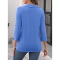 thumbnail image 4 of Blusa tipo túnica TICTICMISS para mujer, manga 3/4, cuello en V, azul, 4 of 6
