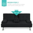 thumbnail image 5 of Best Choice Products Modern Linen Convertible Futon Sofa Bed w/ Removable Armrests, Metal Legs, Cupholders - Black, 5 of 9