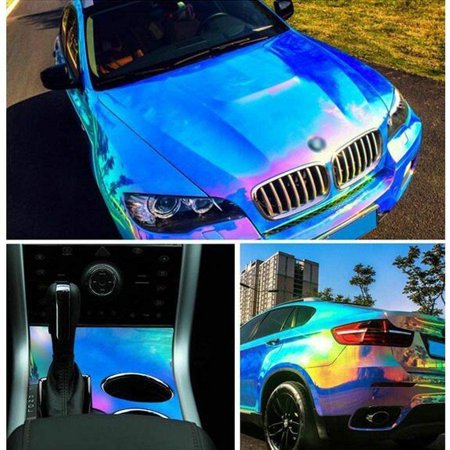 XhuangTech Holographic Rainbow Neo Chrome Car Vinyl Wrap Gloss Air ...