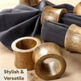 thumbnail image 4 of Set of 12 Handcrafted Napkin Rings - Mango Wood Round Napkin Holders for Dining Table Décor (Natural Wood), 4 of 7
