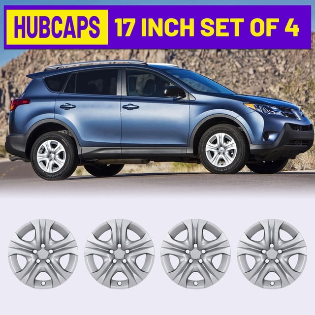 4PCS/Set,17" Steel Hubcaps Compatible with 2013 2014 2015 2016 2017 2018 Toyota Rav4,Snap-on Installation with Retention Rings,Lacquer