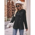 thumbnail image 5 of Long Sleeve Tops for Women Tunics Buttons Front Slit Black & Gray L, 5 of 7