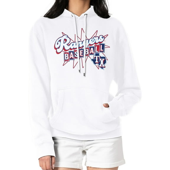 Women's Starter  White Texas Rangers Drive-In Pullover Hoodie