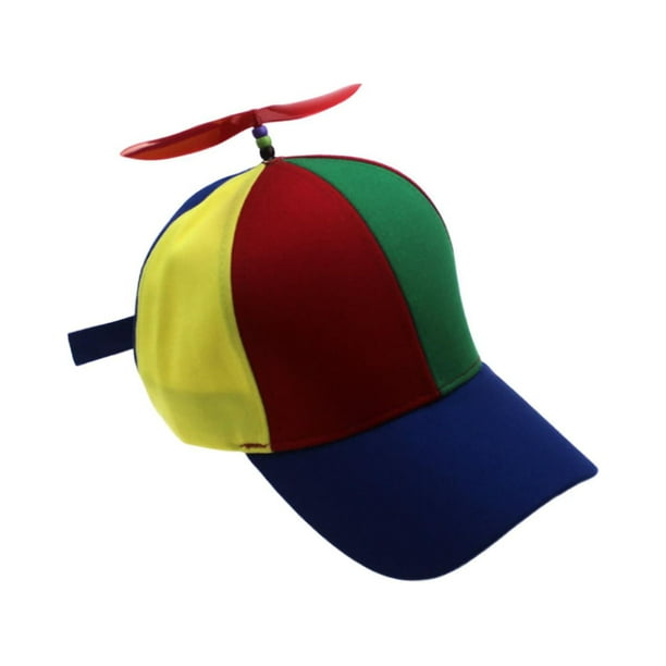 Sombrero de hélice, novedoso sombrero de sol con libélula, regalo multicolor, gorra de helicóptero para lujo. Ala azul para niños