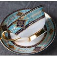 thumbnail image 4 of YBK Tech Euro Style Bone China Cup& Saucer Set Ceramic Tea Coffee Cup compatible Home Kitchen Wedding (Retro Flower Pattern- Dark Blue)_Gift Of G, 4 of 5