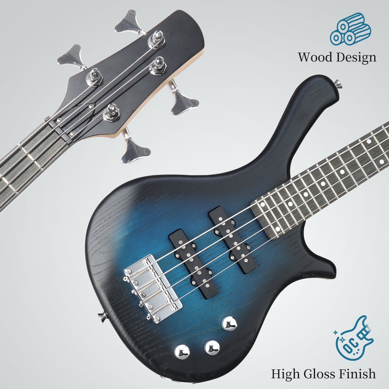 Ktaxon 36in Electric Bass Guitar with 2*10W AMP, SS Pickups, Bag
