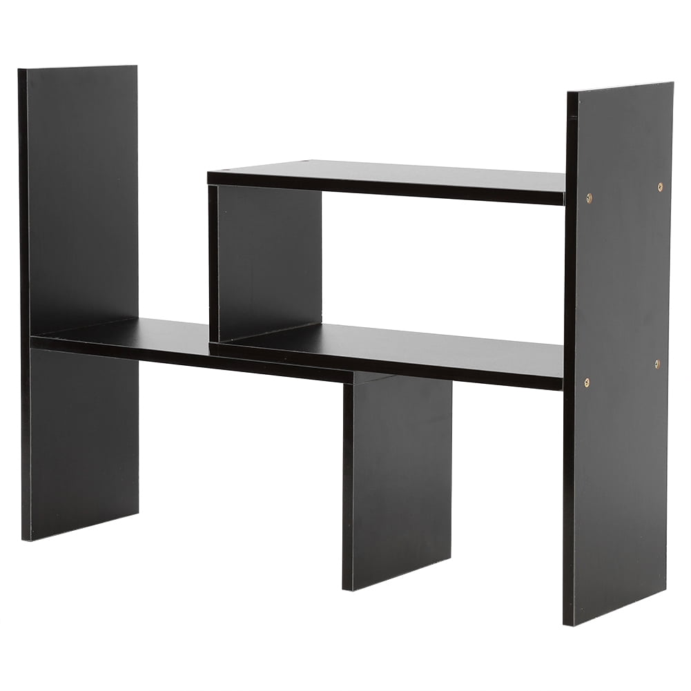 Adjule Desktop Bookshelf Wood Storage Organizer Display Shelf Rack Counter Top Bookcase Light Color