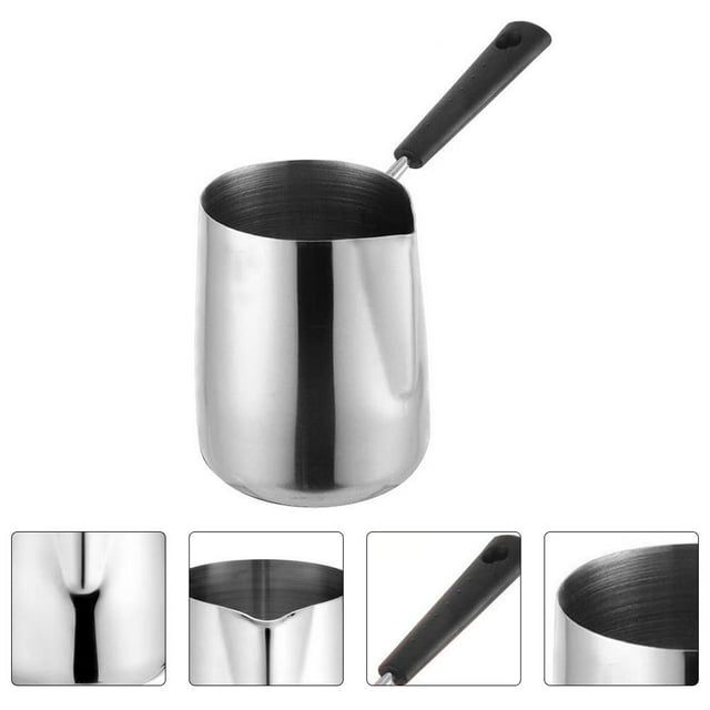 OULII 1Pack Stainless Steel Milk Boiling Pot Ergonomic Handle for Coffee Lovers Home Kitchen