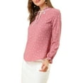 thumbnail image 5 of INSPIRE CHIC Women's Tie Ruffled Neck Blouse Long Sleeves Tops XS Pink-Hearts, 5 of 9