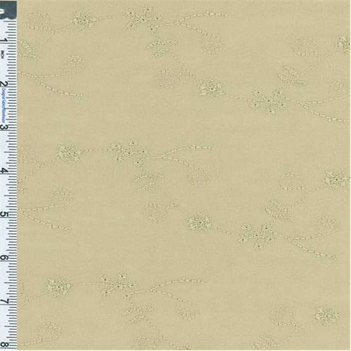 Sand Floral Embroidered Knit, Fabric By the Yard