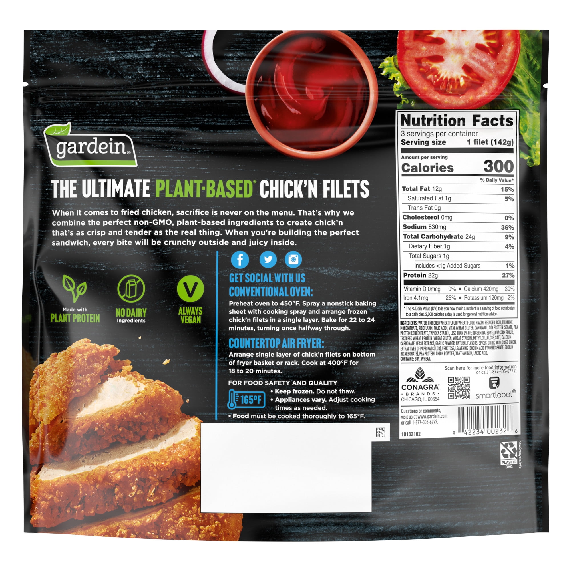 Gardein Ultimate Plant-Based Chick'n Filets, Vegan, Frozen Meat Alternative, 15 oz.