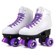 Skate Gear Extra Support Quad Roller Skates, Holiday Gift for Adults (Purple, Women's 7 / Youth 6 / Men's 6)