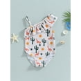 thumbnail image 2 of Wassery Western Kids Girls Summer Swimsuit 1T 2T 3T 4T 5T 6T Little Girls Sleeveless One Shoulder Ruffle Bathing Suit, 2 of 8