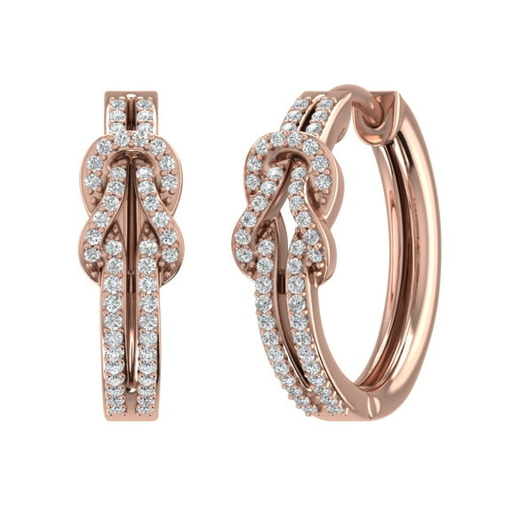 1/3 Carat Diamond Knot Huggies Earrings in 10K Rose Gold