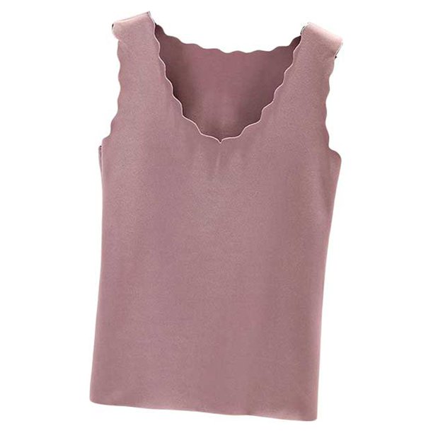 Minnieouse Ropa interior térmica para mujer, chaleco, Otoño Invierno, hogar, escuela, exterior, capa básica, cuerpo delgado, Tops cálidos, ropa interior Camisetas sin mangas Violeta Minnieouse AP013513-07