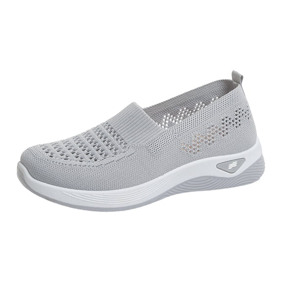 Walking Shoes Women Antislip Slip on Mesh Loafers Casual Lightweight Nursing Shoes Comfortable Arch Support Breathable Sneakers Light Gray Size 9.5
