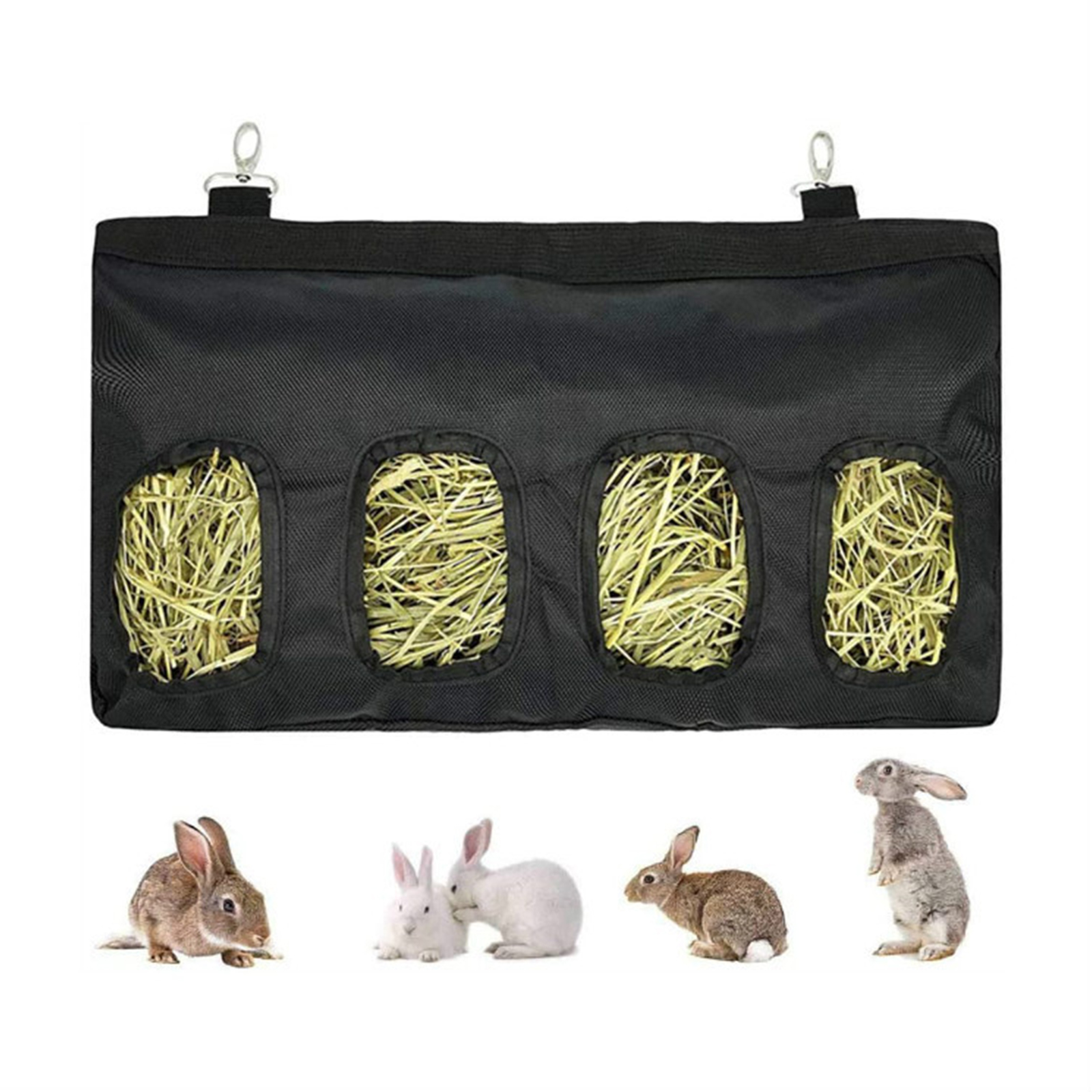 CUTU Hey Feeder Bag for Rabbit and Small Pets,1800D Oxford Cloth with Plastic Chew-Proof Windows