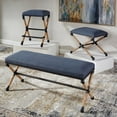 thumbnail image 4 of Uttermost Firth Small Fabric and Iron Metal Bench in Rich Textured Navy Blue, 4 of 7