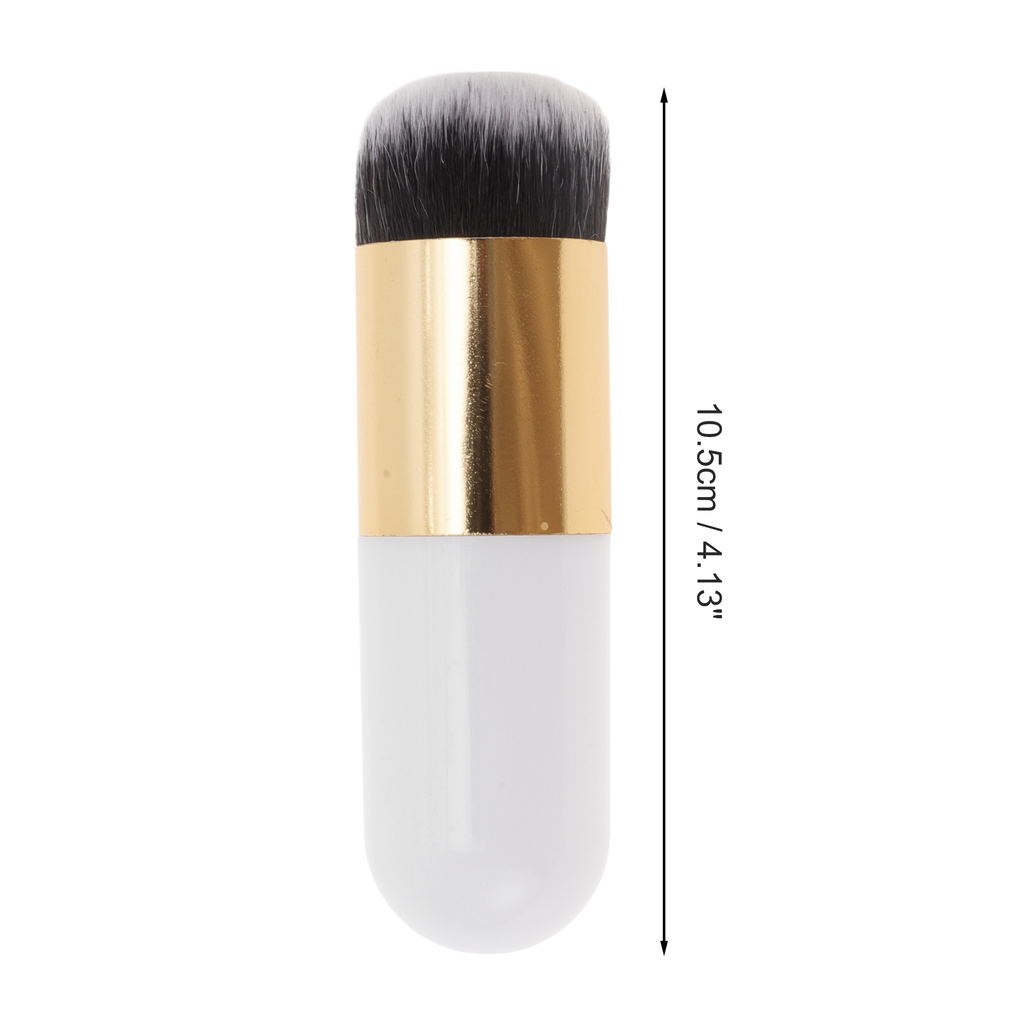Unique Bargains 1 Pc Durable Lightweight Cosmetic Brush for Travel White, Gold Tone Small