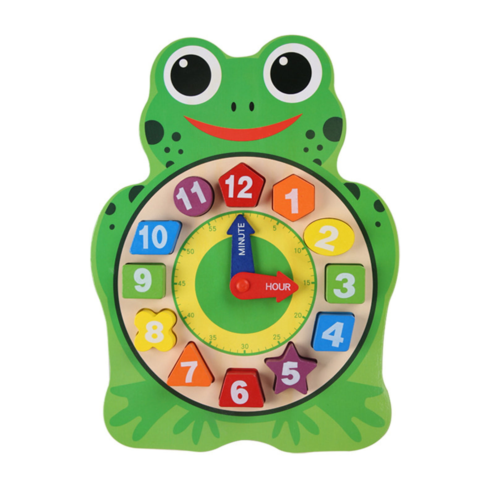 Animal Puzzle Clock Wooden Big Cartoon Owl Wooden Block Toy Educational Clock Toy Frog Clock Animal Durable for Girls Gifts Kids Boys Children Home 