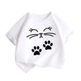 thumbnail image 2 of Delliss Girl's T Shirts Short Sleeve Cute Graphic Tees Crewneck Cartoon Cat Print Summer Tops 2-14 Years, 2 of 7