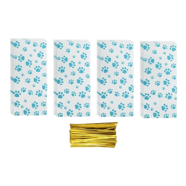 100 Pcs Bolsas de Celofán para Golosinas, 10.6"x 5.1" Bolsas de Celofán Transparentes Planas Plásticas para Regalos de Caramelo con Cierres de Torcedura, Azules