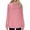 thumbnail image 6 of Admvng Women Sweatshirt Round Neck Solid Color Loose Fitting Long Sleeve Hoodless Sweatshirts，Size S-3XL, 6 of 6