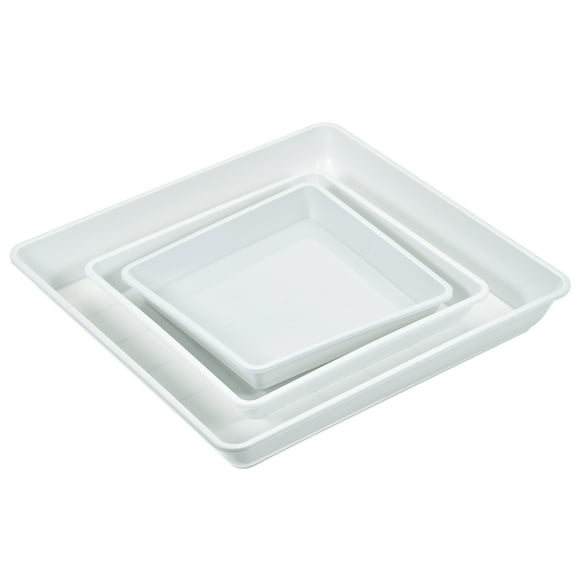 Uxcell 6" 7" 10" Plastic Square Plant Pot Saucer Flower Drip Tray, White 6in1 Set