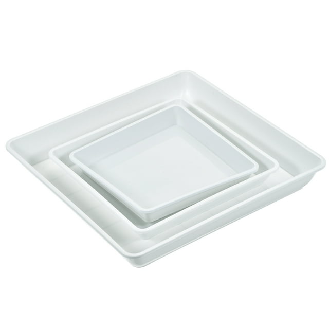 Planta Maceta Platillo 6 7 10 Pulgadas Plástico Cuadrado Flor Goteo Bandeja para Interior Exterior, Blanco 6en1 Conjunto