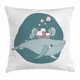thumbnail image 1 of Whale Throw Pillow Cushion Cover, Majestic Whale in the Sky Carrying Houses with Smoking Chimneys and Trees on His Back, Decorative Square Accent Pillow Case, 18" X 18", Multicolor, by Ambesonne, 1 of 2