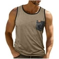 thumbnail image 3 of Sentmoon Men Tank Tops and Sleeveless Crew Neck Summer Men's Compression Shirts Solid Color with Pockets Quick Dry Loose Plus Size Gym Clothes for Men Hawaiian Khaki XXXL, 3 of 8