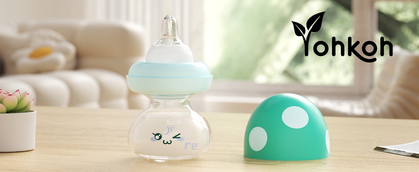 YOHKOH Newborn Glass Baby Bottles,Wide Neck Feeding Bottle,2.7oz/80ml,Multicolour,4 Pack