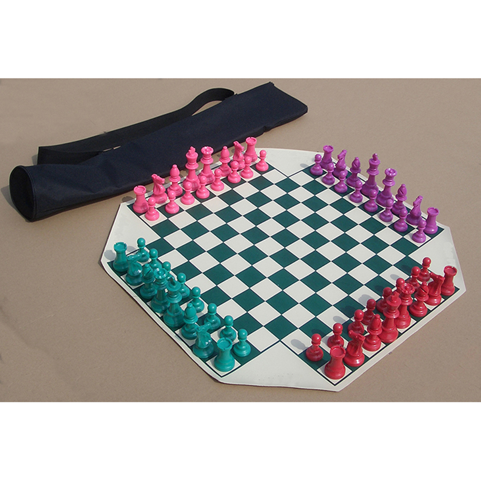 Four Player Chess Board Game Set Soft Folding Chess Board Plastic Medievals Chesses Travel Family Chess Game