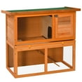 thumbnail image 1 of PawHut Wooden Rabbit Hutch Small Animal House Cage 2-Level w/ Run Backyard, 1 of 10