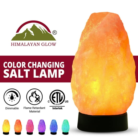 Himalayan Glow Color Changing Salt Lamp with Plastic Base and LED Night Light, 4-6 lbs