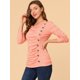 thumbnail image 4 of Top acanalado con botones y mangas largas con cuello vuelto para mujer Naranja claro L, 4 of 6