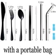 thumbnail image 3 of Travel Cutlery Set,Flatware Set Portable Utensils,Silverware Set Reusable Stainless Steel Tableware with Case Camping 8pcs Including Fork Spoon Chopsticks Cleaning Brush Straws(Black), 3 of 5