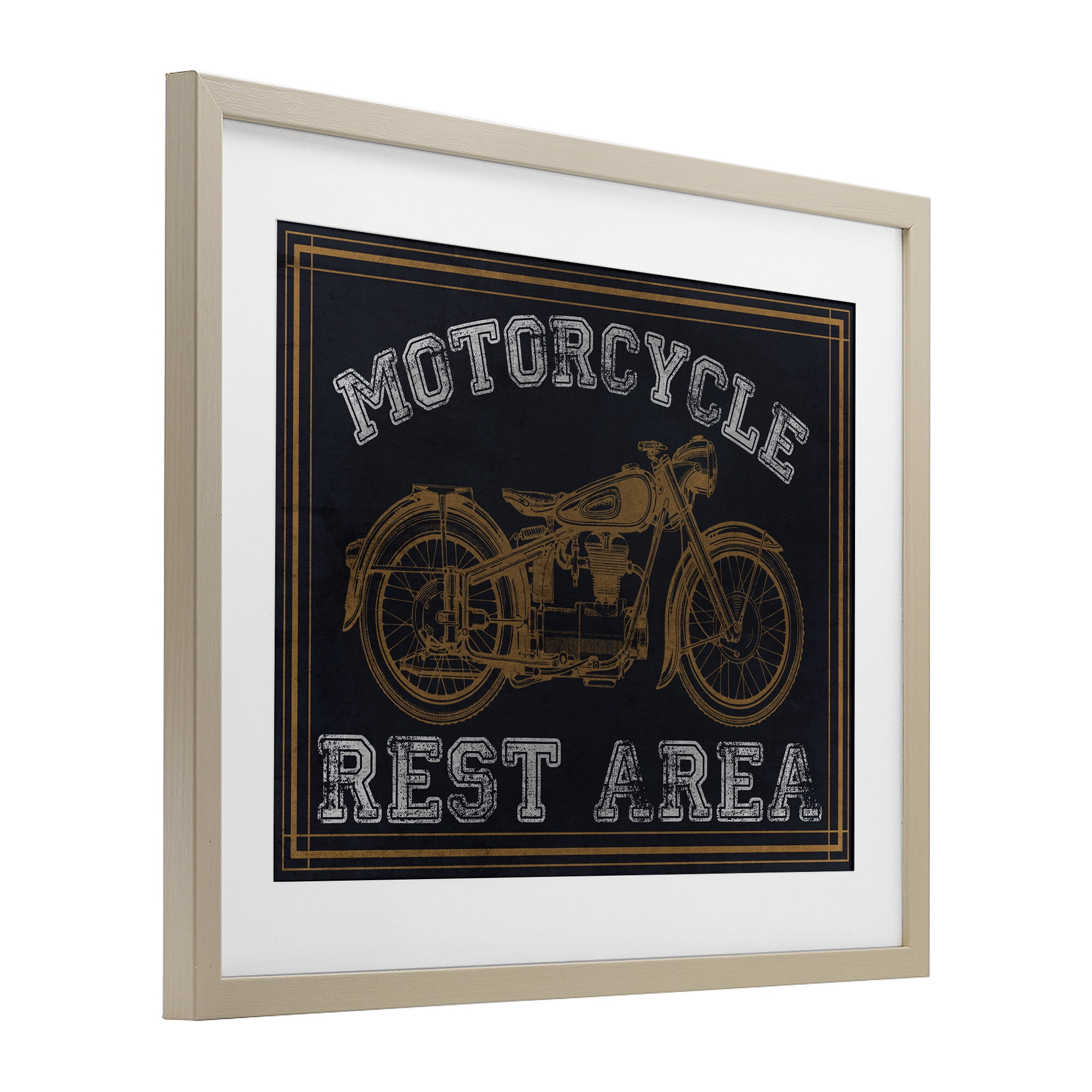 Stupell Industries Motorcycle Rest Area Birch Framed Print Under Glass, design by Marcus Prime