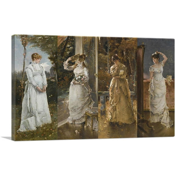 ARTCANVAS Four Seasons Spring Summer Autumn Winter Canvas Art Print by Alfred Stevens - Size: 26" x 18" (0.75" Deep)