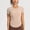 Khaki, variant on Women's Casual Oversize Solid Color Round Neck Short Sleeve T-Shirt, Soft Polyester Spandex Blend Top for Daily Wear
