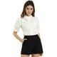 thumbnail image 1 of INSPIRE CHIC Blusas Elegante Con Cuello De Volantes Manga Corta Cuello Alto Camisa Con Botones Para Mujer Blanco L, 1 of 6