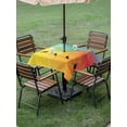 thumbnail image 5 of Square Outdoor Tablecloth with Umbrella Hole Bird Line Abstract Outside Table Cloth Waterproof Patio Table Cover Orange Blue Ombre Silhouette Zipper Tablecloths for Picnic Party Camping 60x60 Inch, 5 of 8