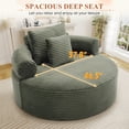 thumbnail image 3 of Muumblus 55" Indoor Round Lounge Chair, Oversized Boneless Accent Barrel Chair, Green Corduroy, 3 of 10