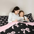 thumbnail image 5 of Manfei Lovely Bow Knot Full Size Comforter Sets,Princess Bowtie Loves Bedding Comforter Set,Pink Black Bedding Sets For Teens,Luxury Bedroom Decor Reversible,3-Piece, 5 of 8