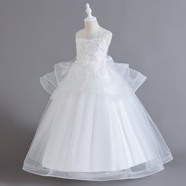 Tulle Flower Girl Dress For Weddings - First Communion & Pageant Gown With Lace Appliques