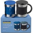 thumbnail image 1 of Juego de 2 tazas de café COSORI con tapas acero inoxidable mango resistente al calor antideslizante, 1 of 3