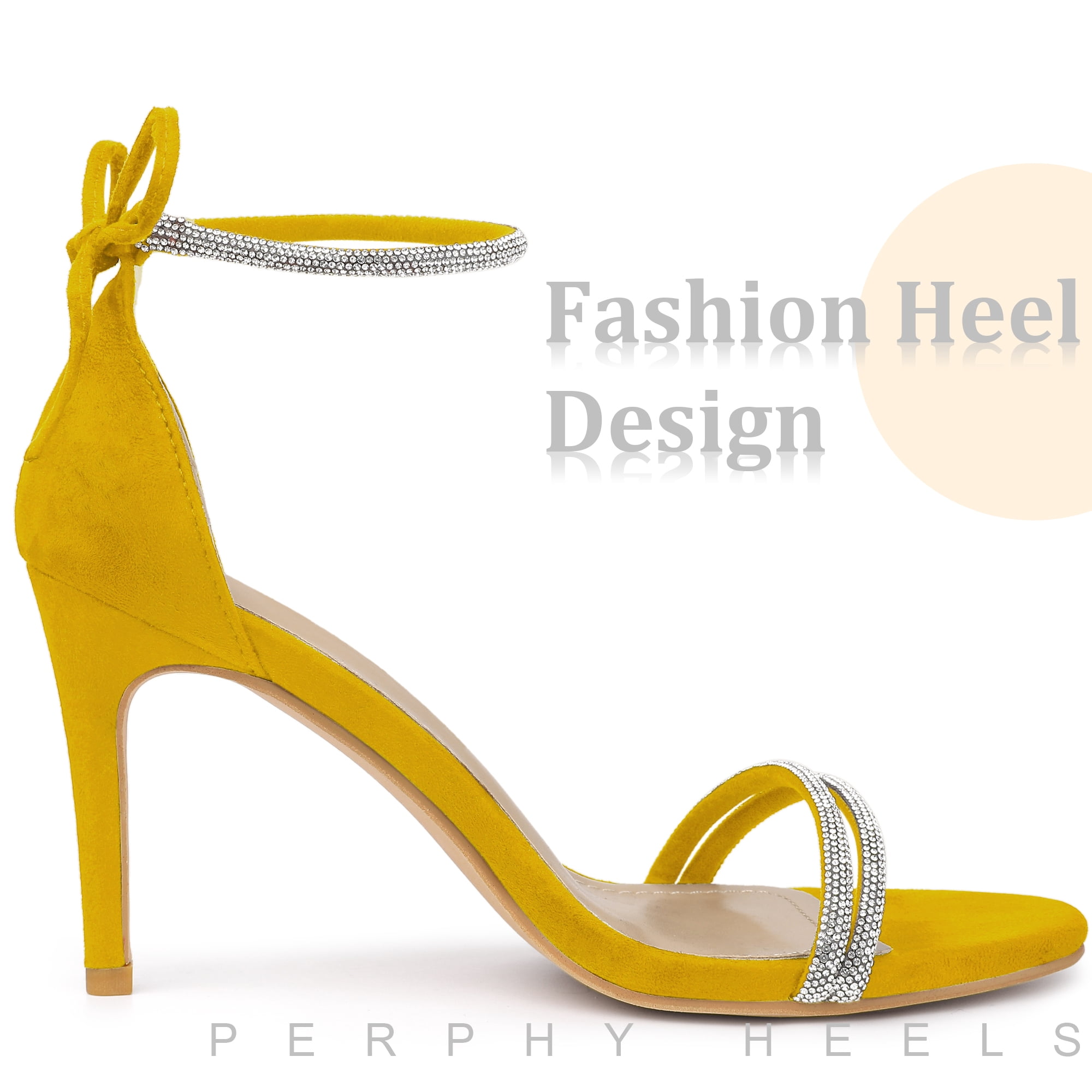 DARING DIVA Women's Ankle-Tie Stiletto Heels Sandals Yellow 8