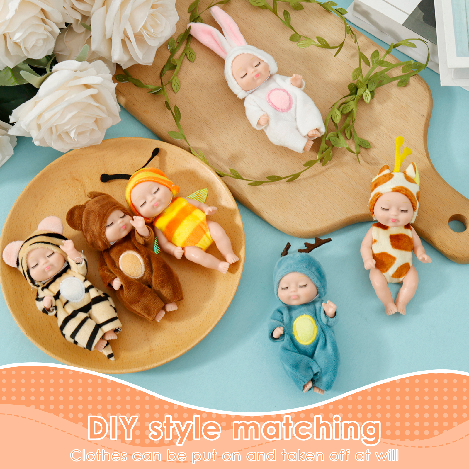 Keyohome 6-Pack Mini Baby Dolls 4 Inch with Clothes photo 5