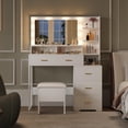 thumbnail image 6 of Ataucjin Vanity Desk, Makeup Vanity Desk with Mirror & 9 LED Light Bulbs, 5 Large Drawers and 3 Tiers of Open Shelves for Bedroom, 6 of 7